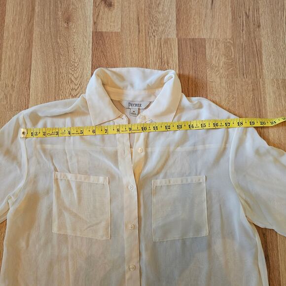 Decrees Peach Sheer Button Down Longsleeve Blouse - Picture 6 of 10